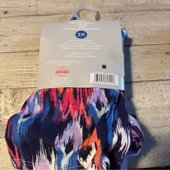 Just Be Plus Super Soft Leggings 2X & 3X Two Pack - Paint Brush & Purple Rose - Picture 11 of 16